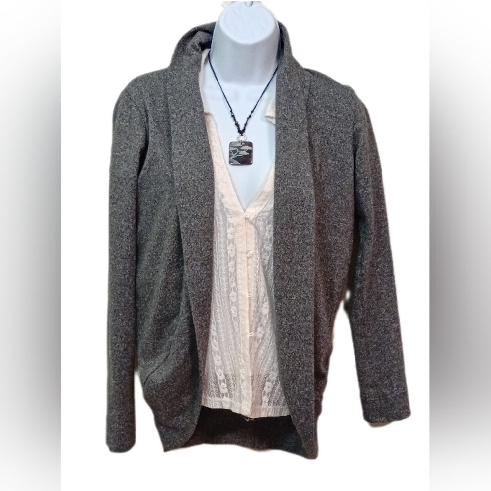 Elegant Gray Open Front Cardigan